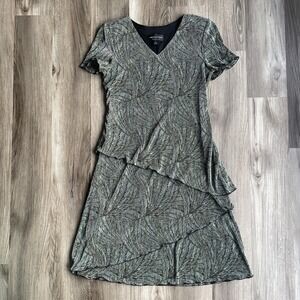 Y2K Connected Apparel Green Abstract Ruffle Design Dress‎ Fairy Short Sleeve 8